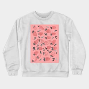 Watercolors strawberries - dusty pink on pink Crewneck Sweatshirt